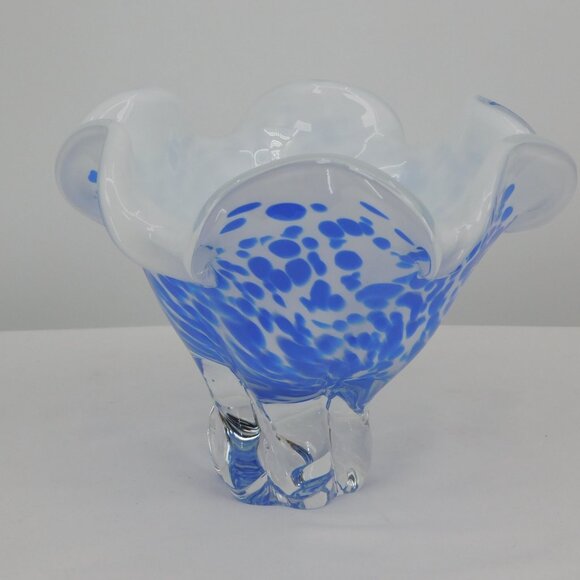 Royal Gallery Handcrafted Blue Console Crystal Bowl 1999 Federated Dept Stores - Picture 4 of 8